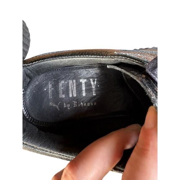 Rihanna Fenty x Puma Black on Black Creepers Wrinkled Patent Lace Up Shoes - 7.5 - Picture 6 of 11